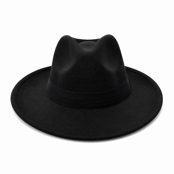 CHAPÉU DE VELUDO PRETO - FITA PRETA