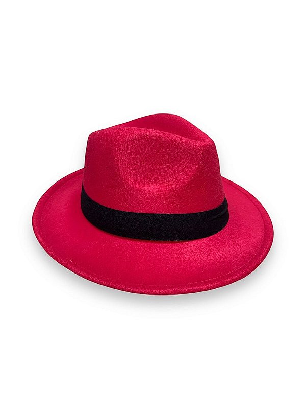 CHAPÉU DE VELUDO VERMELHO - FITA PRETA