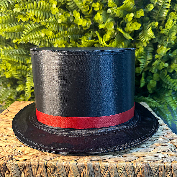 CARTOLA DE CETIM ALTA - PRETA/FITA VERM