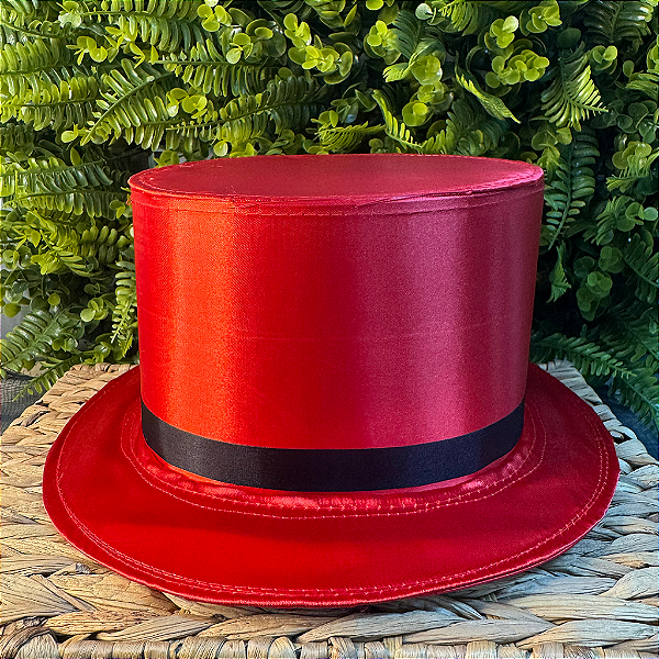 CARTOLA DE CETIM ALTA - VERM/FITA PRETA