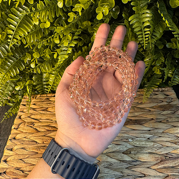 GUIA DE CRISTAL 8MM (VIDRO) ROSA 147 CONTAS