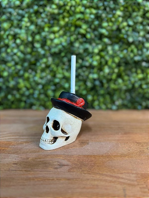 SUPORTE CIGARRO CAVEIRA CHAPÉU PRETO