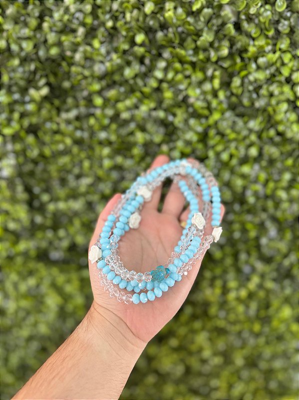 GUIA ESPECIAL AZUL E TRANSPARENTE ROSAS