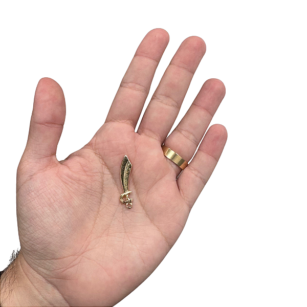 PINGENTE ESPADA CURVA DOURADA 6 UNIDADES