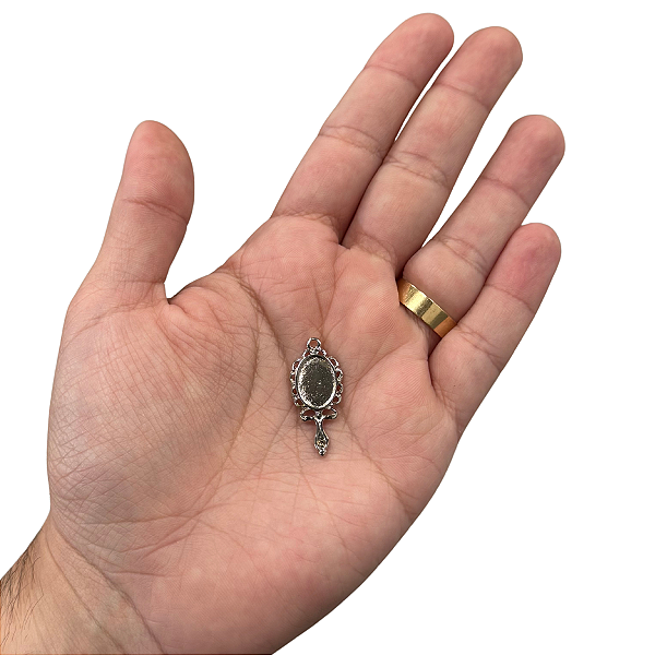 PINGENTE ESPELHO PRATEADO 6 UNIDADES