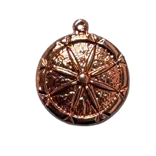 PINGENTE RODA CIGANA DE COBRE 6 UNIDADES