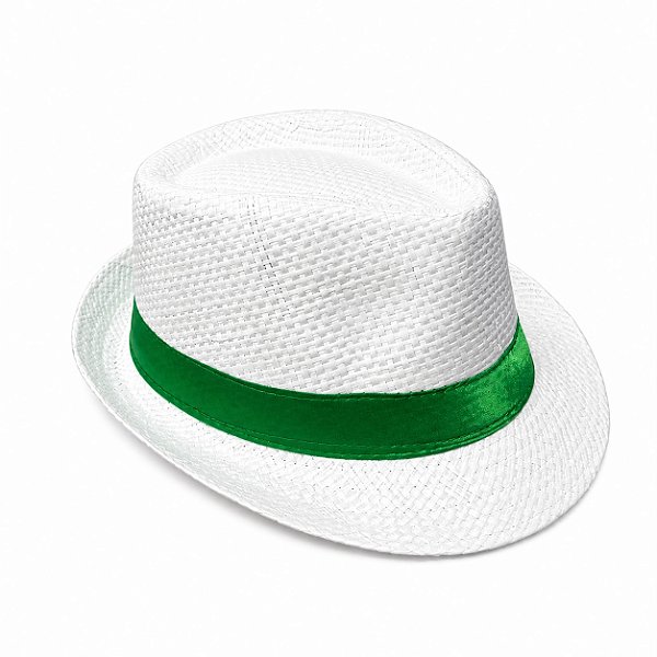 CHAPÉU MALANDROS BRANCO FITA VERDE