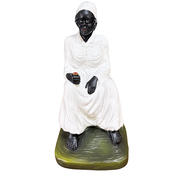 IMAGEM DE GESSO PRETA VELHA