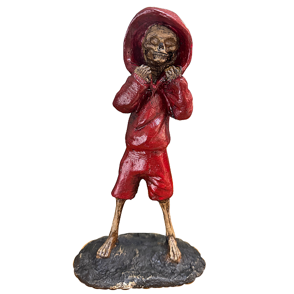 IMAGEM DE GESSO EXÚ CAVEIRA MIRIM VERMELHO