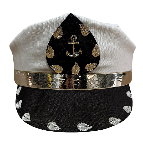 CAP PRETO/BRANCO COM PRATA