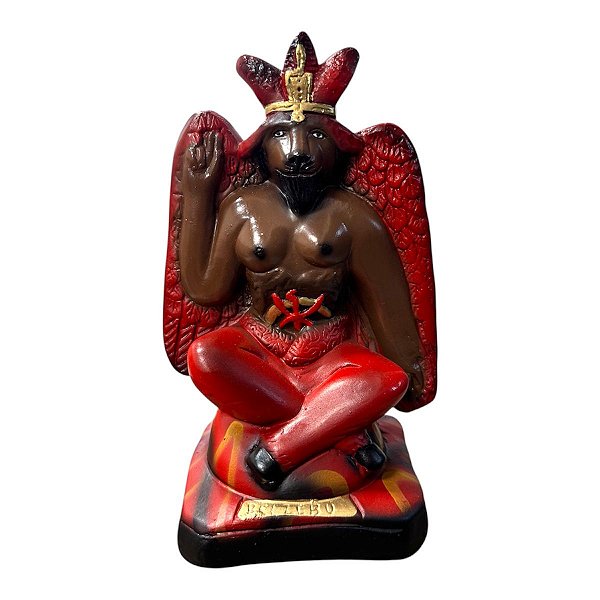 IMAGEM DE GESSO BELZEBU VERMELHO