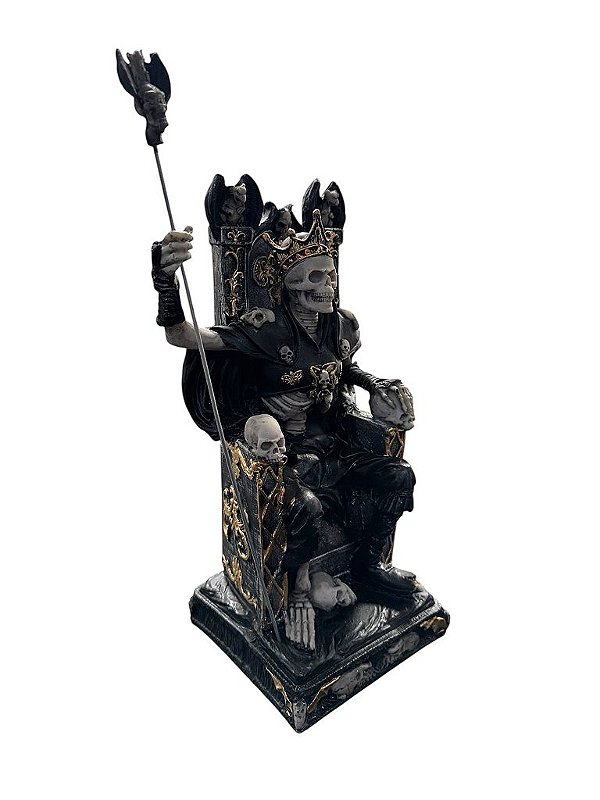 EXU CAVEIRA NO TRONO EM RESINA PRETO