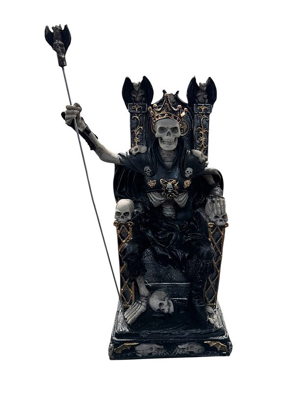 EXU CAVEIRA NO TRONO EM RESINA PRETO