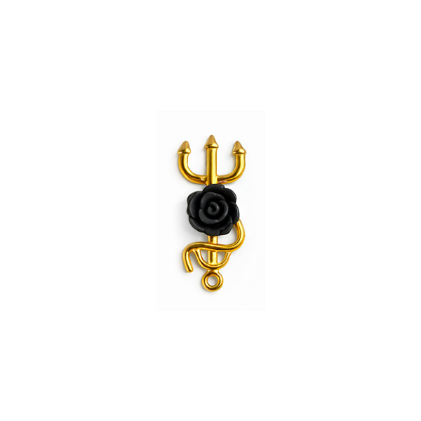 PINGENTE GARFO MÉDIO FLOR DOURADO PRETO 1UN