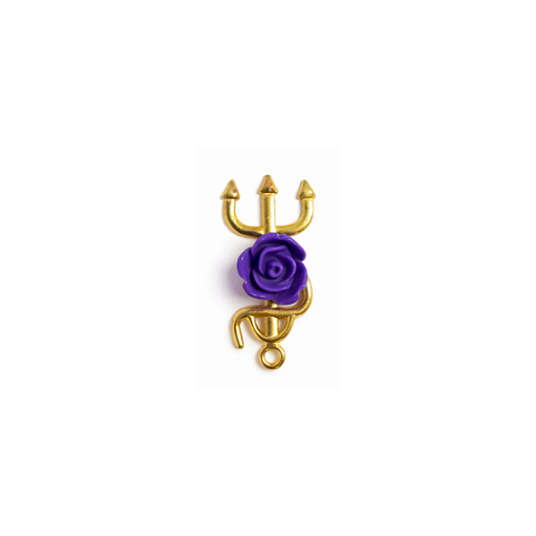 PINGENTE GARFO MÉDIO FLOR DOURADO ROXO 1UN