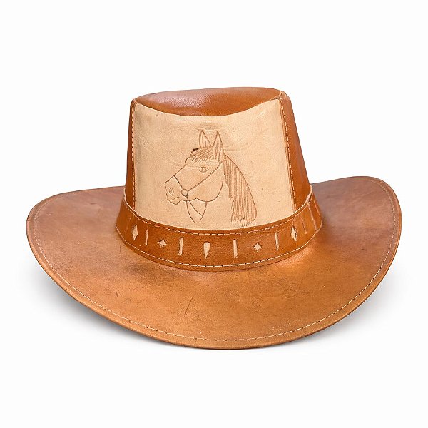 CHAPÉU EM COURO LEGÍTIMO BOIADEIRO COM CAVALO