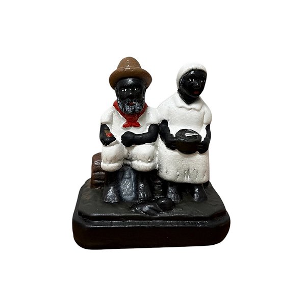 IMAGEM DE GESSO CASAL PRETO VELHO 12 CM