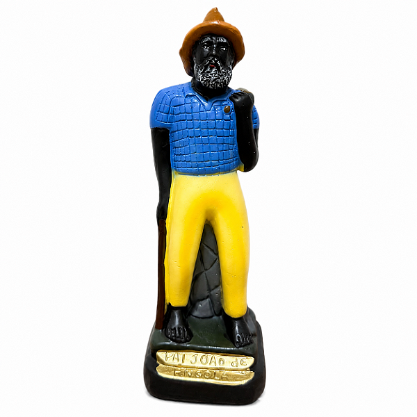 IMAGEM DE GESSO PAI JOÃO DE ANGOLA AZUL 20CM