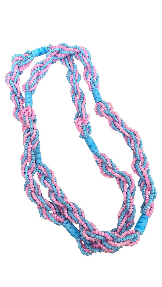 BRAJÁ DE MIÇANGÃO 7 FIOS ROSA E AZUL OPACO