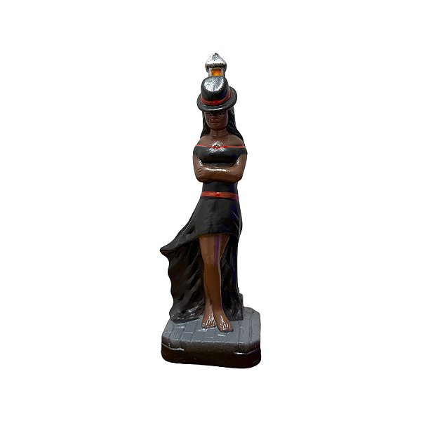 IMAGEM DE GESSO MALANDRINHA NO POSTE ROUPA PRETA 20 CM