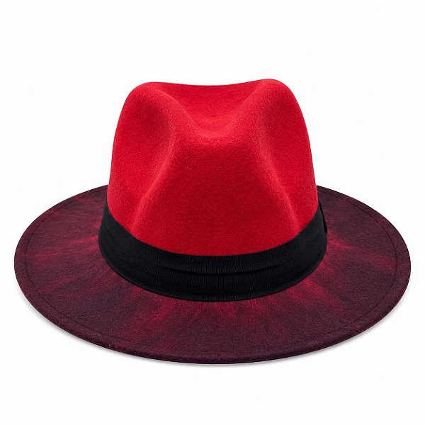 CHAPÉU VELUDO DEGRADÊ VERMELHO