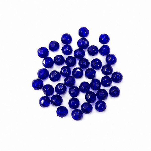 100 CONTAS AZUL ESCURO CRISTAL 8MM VIDRO
