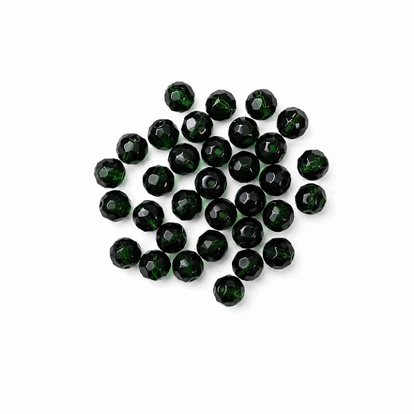 100 CONTAS VERDE CRISTAL 8MM VIDRO
