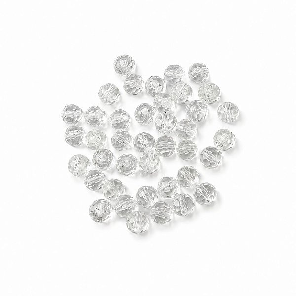 100 CONTAS TRANSPARENTE CRISTAL 8MM VIDRO