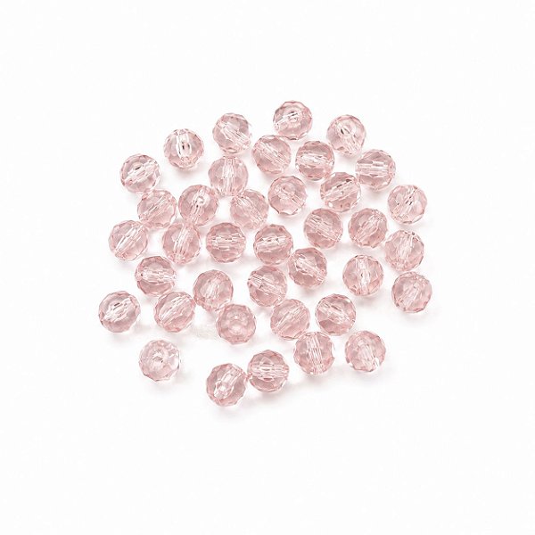 100 CONTAS ROSA CRISTAL 8MM VIDRO