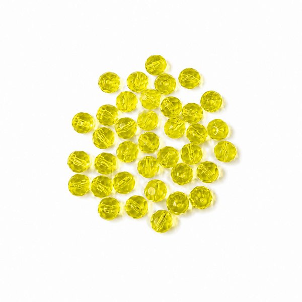 100 CONTAS AMARELAS CRISTAL 8MM VIDRO