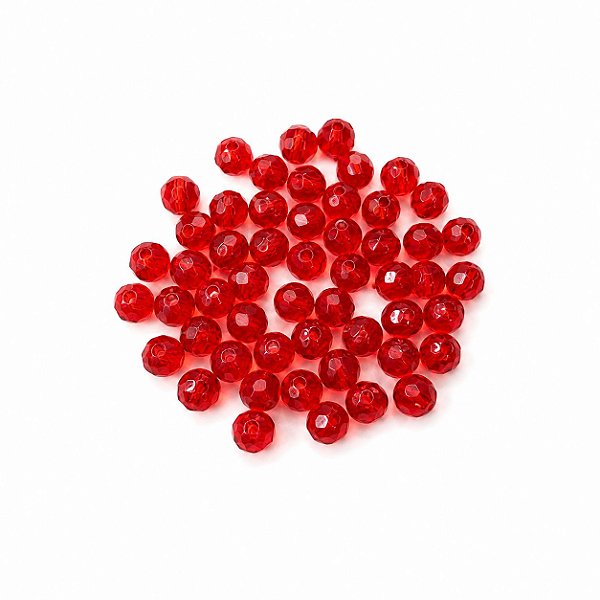 100 CONTAS VERMELHAS CRISTAL 8MM VIDRO