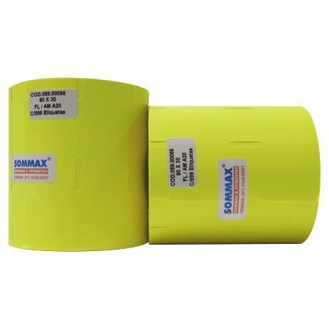 Etiqueta para FRISO 90x30mm Fluorescente Amarelo Com Furo e Gap Lateral Com Adesivo