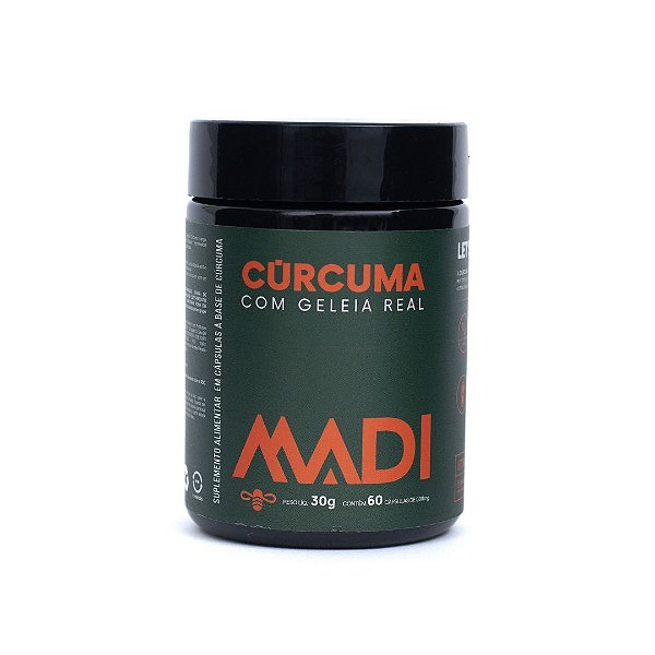 Suplemento Alimentar Cúrcuma e Geleia Real 60 Cápsulas MADI