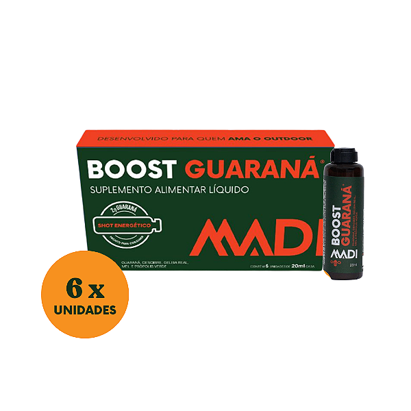 Shot Energético Natural  Boost Guaraná MADI 6 unidades x 20ml