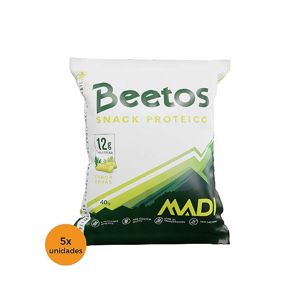 BEETOS - Snack Proteico Sabor Ervas - Caixa 5 unidades - 200g