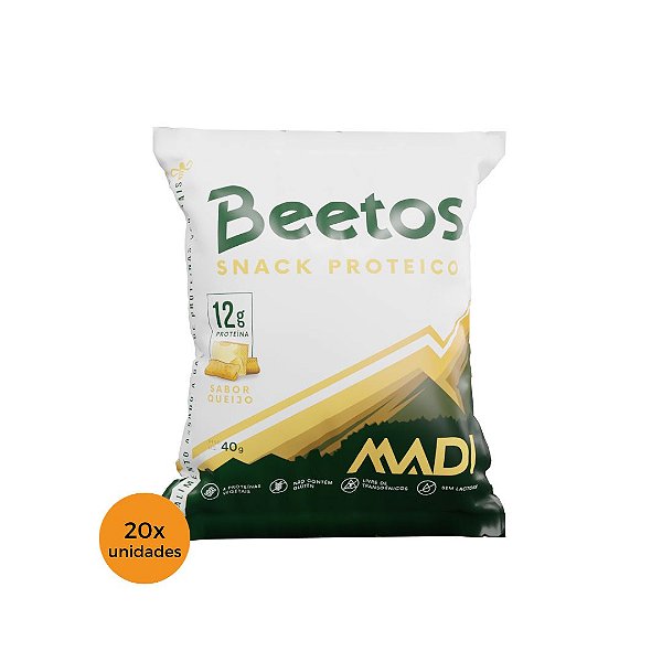 BEETOS - Snack Proteico Sabor Queijos - Caixa 20 unidades - 800g