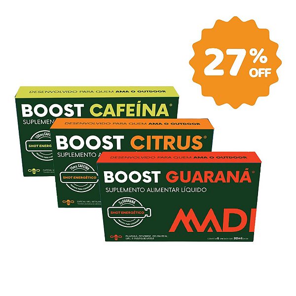 Combo Suplemento Alimentar Líquido MADI Boost Cafeína + Guaraná + Citrus