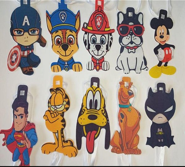 Gravata personagens tecido sintético c/10un.