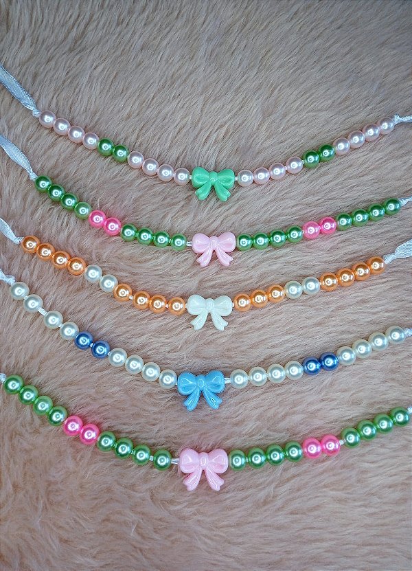 Colar perolas laco c/5