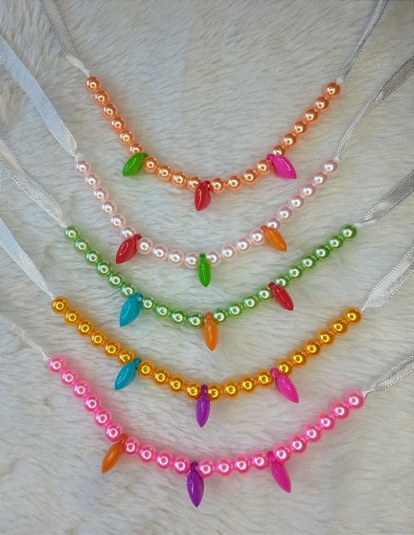 Colar perolas pingente sortidos c/5