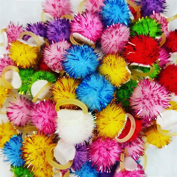 Pompom luxo brilho G c/15