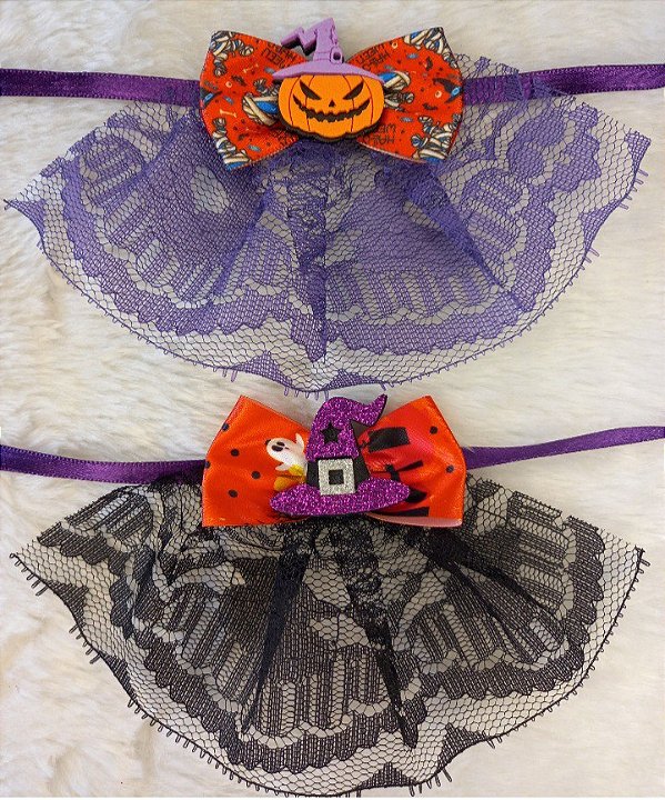 Gargantilha renda luxo halloween c/5