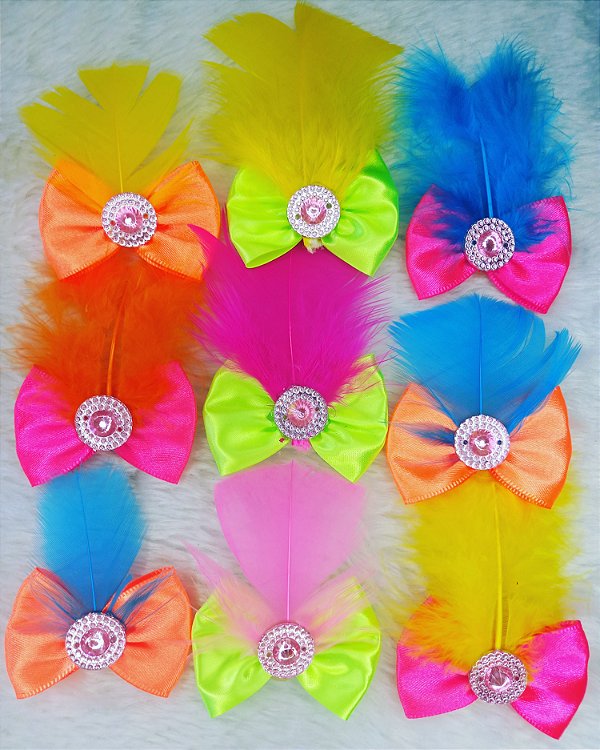 Maxi laço carnaval topete pena c/6