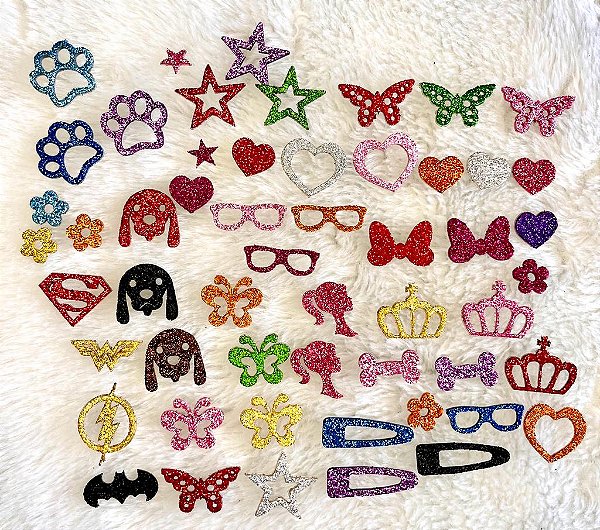 Adesivos eva glitter sortidos c/100