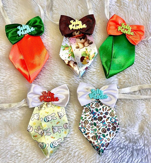 Gravata pug temática pascoa c/5