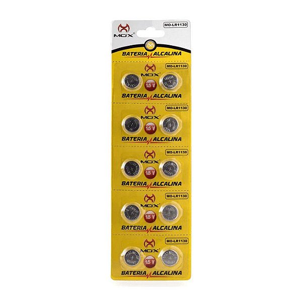 Bateria Botão MOX MO-LR1130 (Cartela C/ 10 PCS)