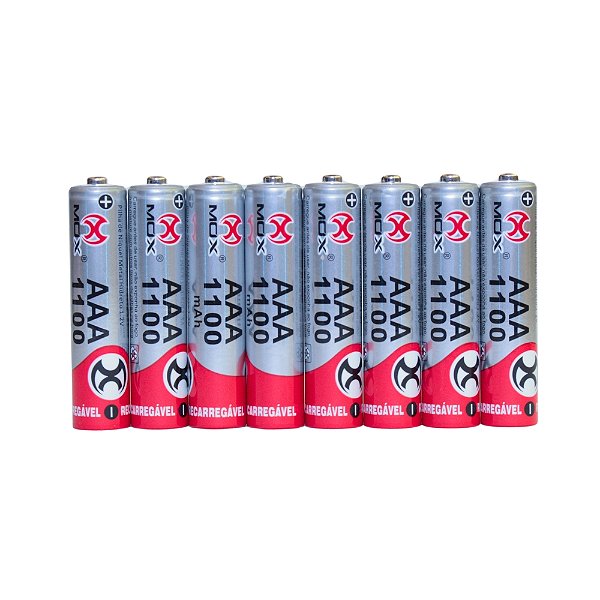 Pilha Recarregável Mox AAA1100 B8 (Cartela C/ 8 PCS)