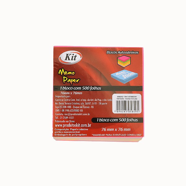 Bloco para Recado Cubo Cores com 500 Folhas Sortidas