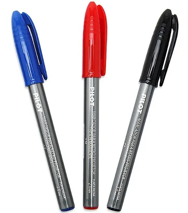 Caneta Retroprojetor Pilot 2mm – Ponta Redonda e Tinta Permanente de Alta Qualidade