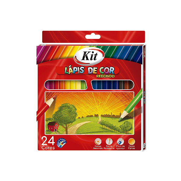 Lápis de Cor Inteiro 24 Cores KIT